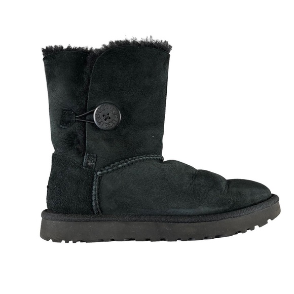 Ugg Womens Black Bailey Button Short Boots Sherpa Winter - Picture 3 of 12